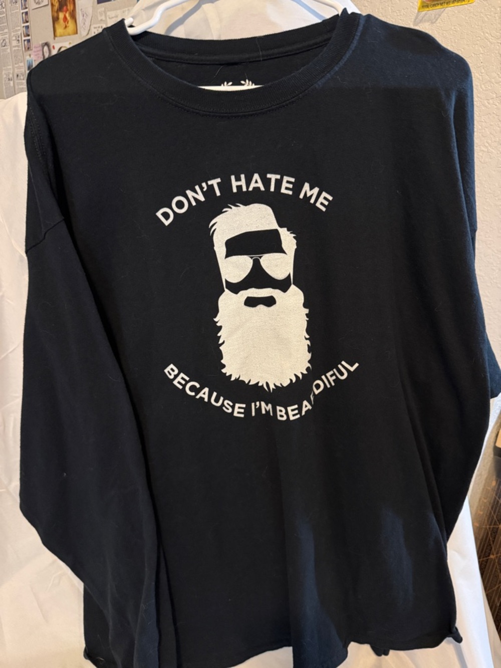 Men's Black Graphic Long-Sleeve Shirt - Don't Hate Me Because I’m Beardiful